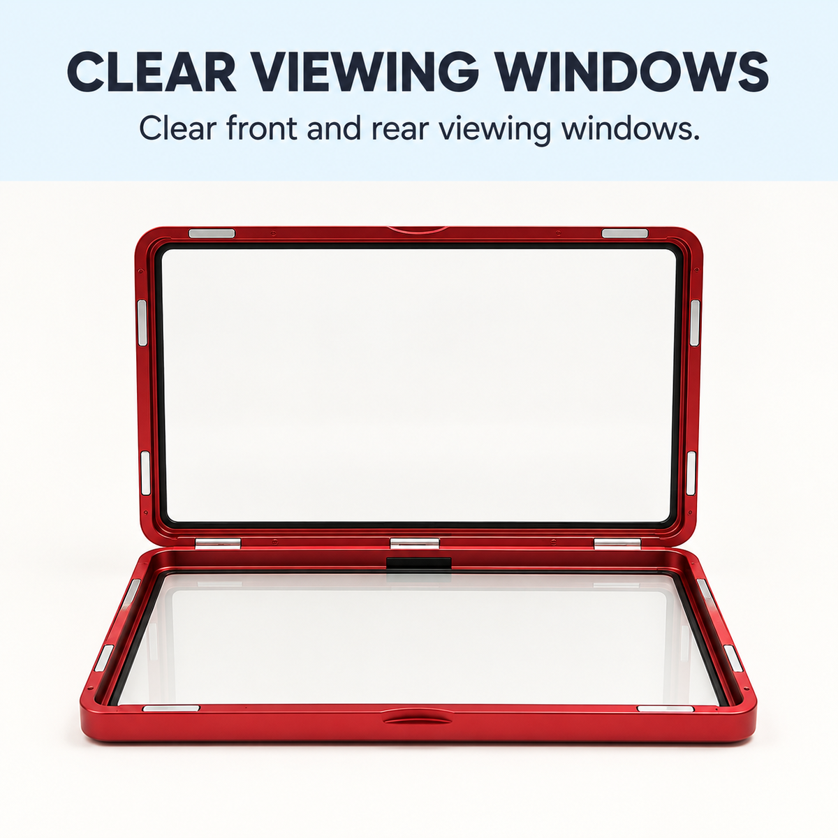 Hikari Display Case detail: clear front and rear viewing windows.