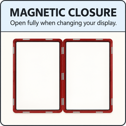 Hikari Display Case detail: Akane (Red) case open to show the magnetic closure.